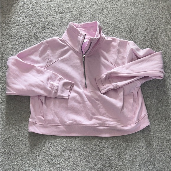 all in motion Tops - All in Motion Cropped Light Pink Quarter-Zip Pullover